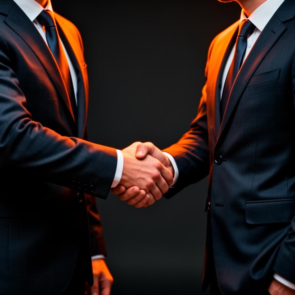SBC partners shaking hands with a client